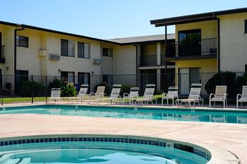 Our apartments showcase an unique swimming pool